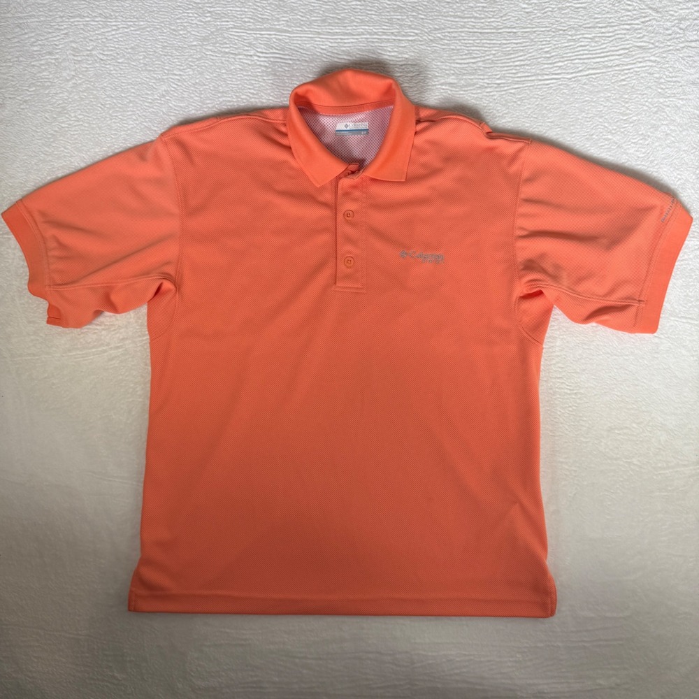 Columbia PFG Mens Small Orange Short Sleeve Ventilated Mesh Fishing Polo Shirt